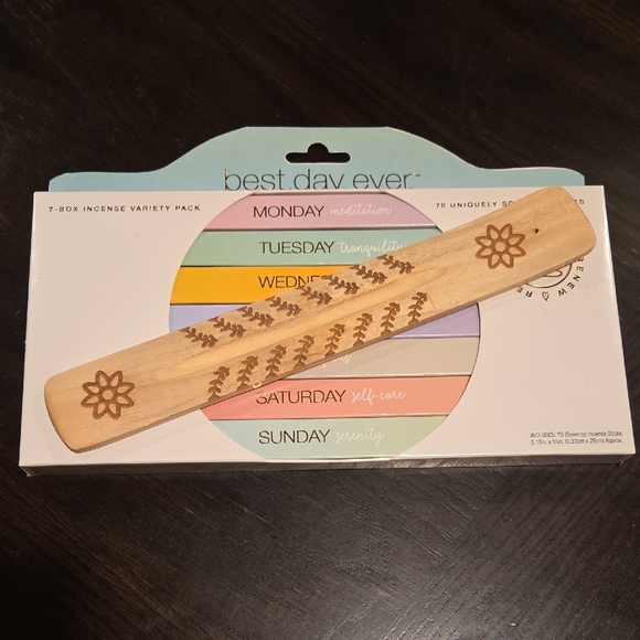 best. day. ever. Other - 7-Box Incense Variety Pack & Wooden Incense Holder with Floral Design Set